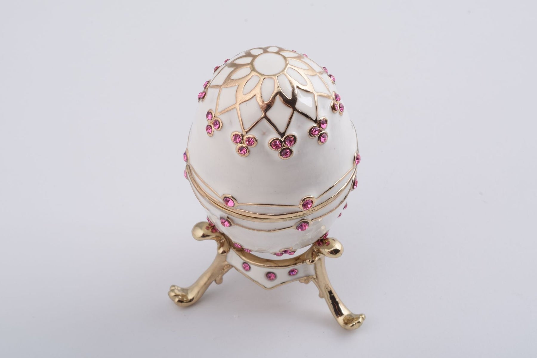 Keren Kopal White Faberge Egg with Pink Crystals  56.25