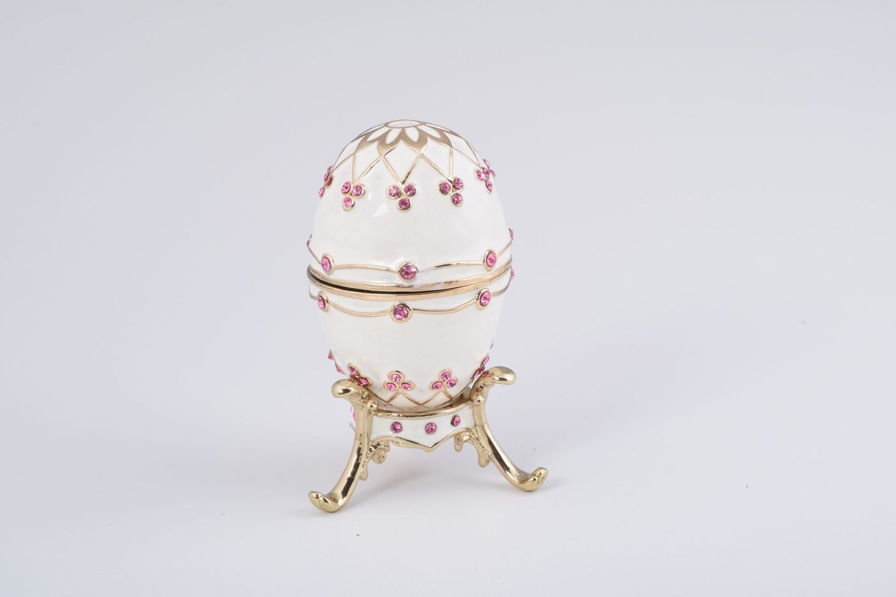 Keren Kopal White Faberge Egg with Pink Crystals  56.25