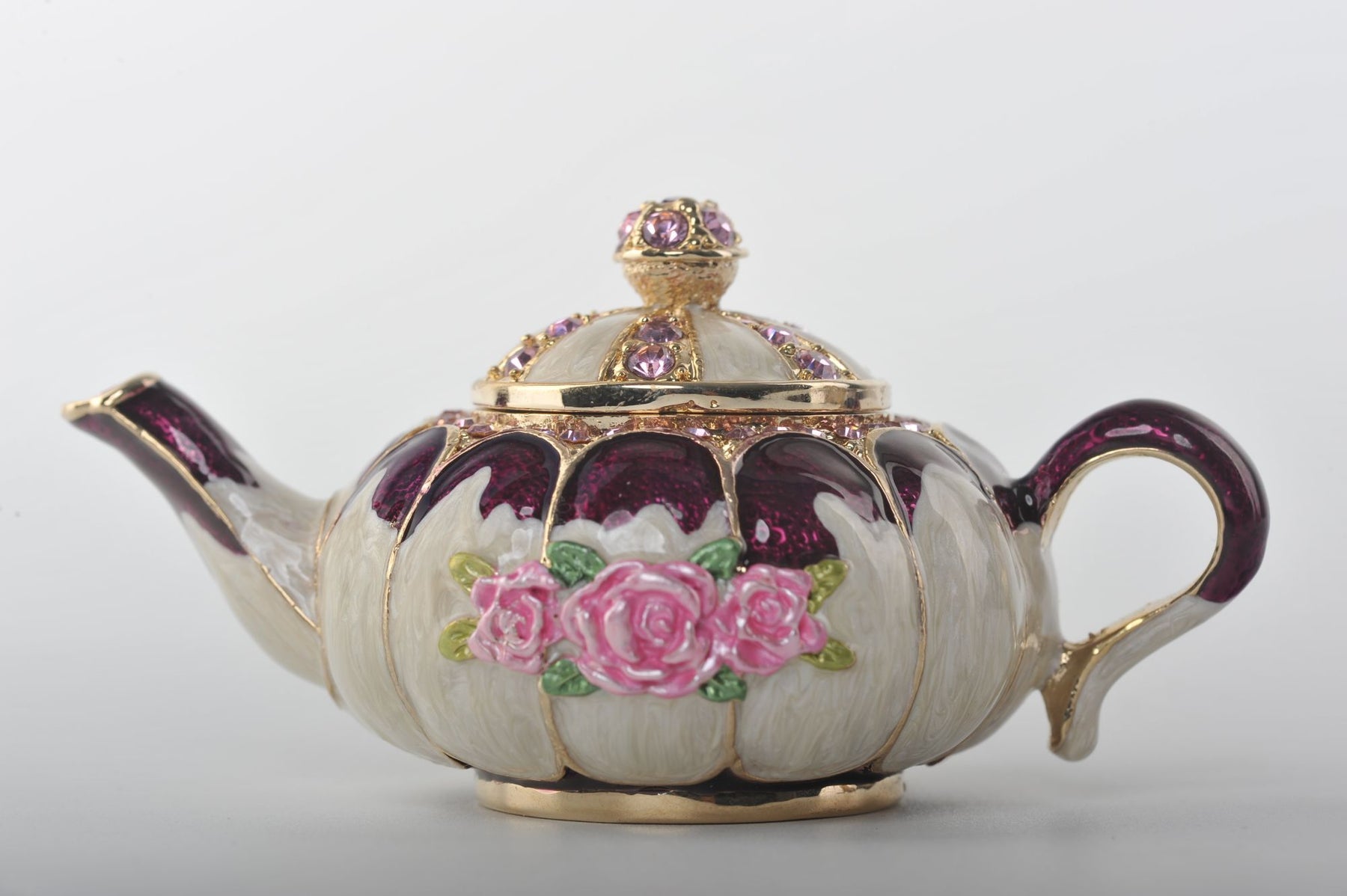 Keren Kopal White Teapot with Pink Roses  53.50