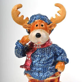 Keren Kopal Winter Deer with Blue Coat and Red Scarf  62.50