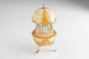 Yellow Faberge Egg Carousel Wind up Music Box  Keren Kopal