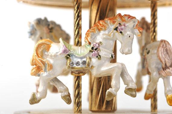 Keren Kopal Yellow Faberge Egg with Horse Carousel  136.50