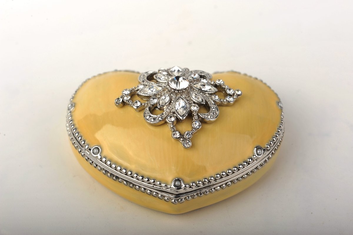 Keren Kopal Yellow Heart Shaped Trinket Box  56.50