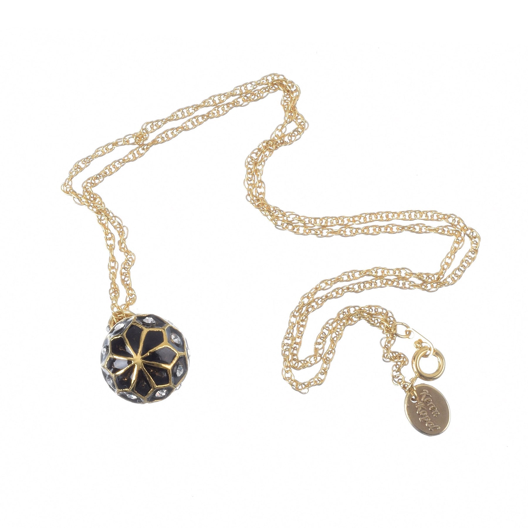 Black Egg Pendant Gold Necklace jewelry Keren Kopal