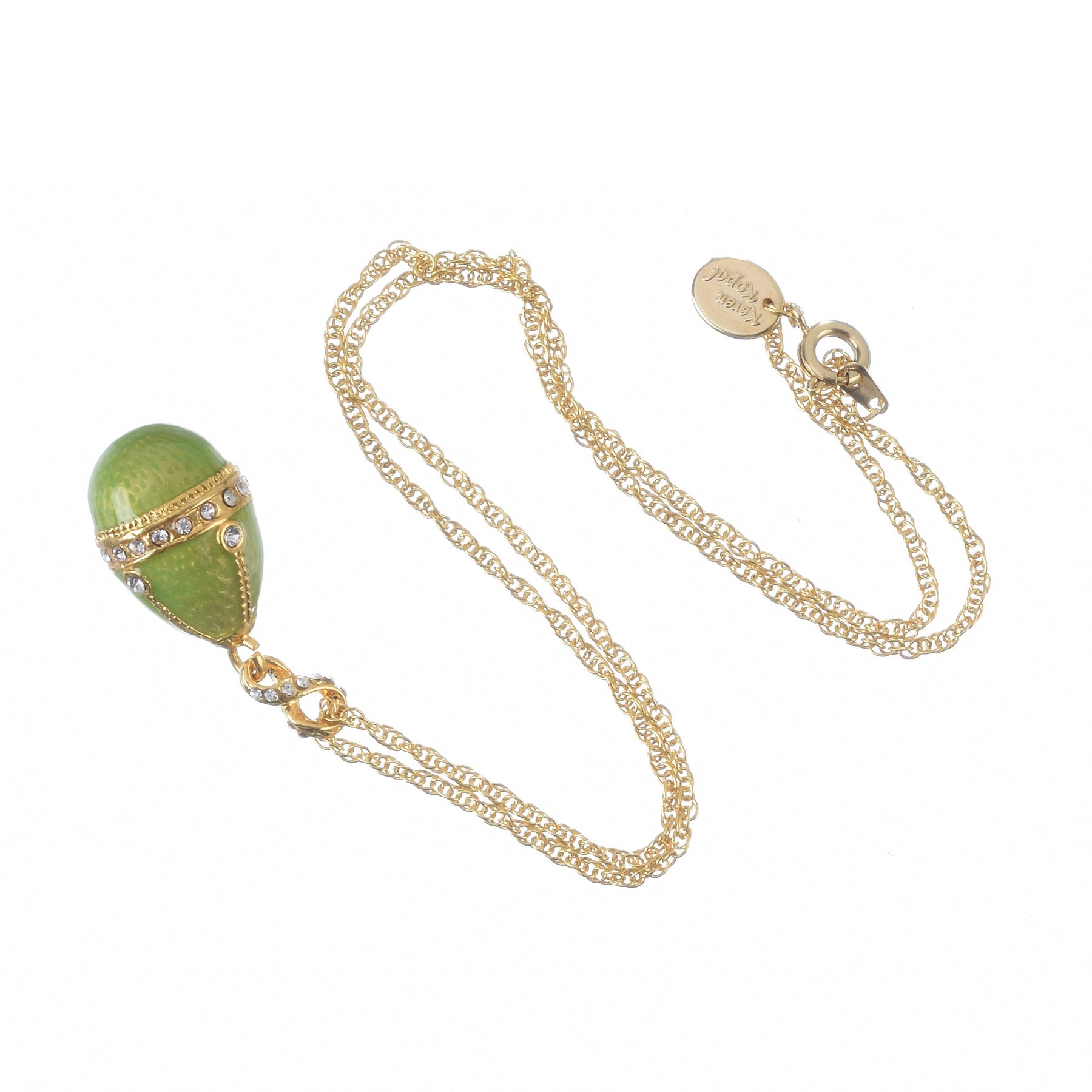 Green Egg Pendant Gold Necklace jewelry Keren Kopal