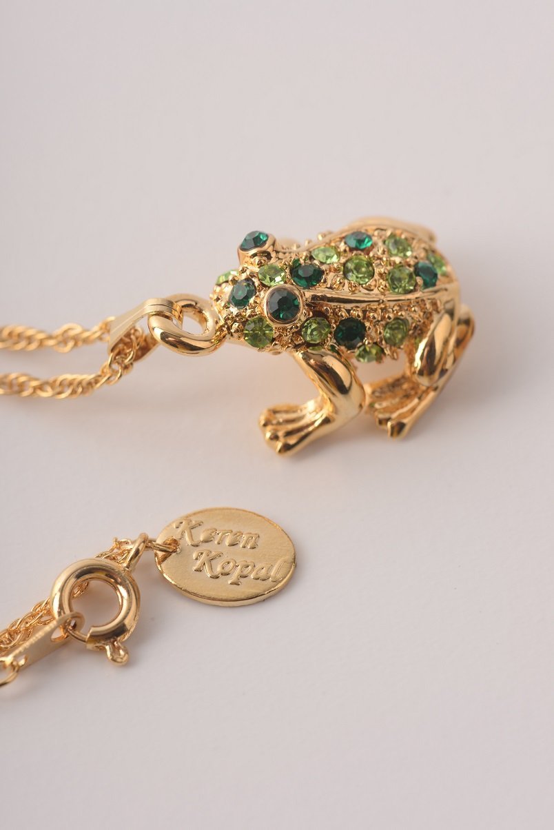 Keren Kopal Green Frog Pendant Necklace jewelry 39.00