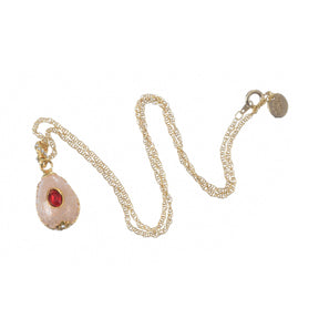 Pink Egg Pendant Gold Necklace jewelry Keren Kopal