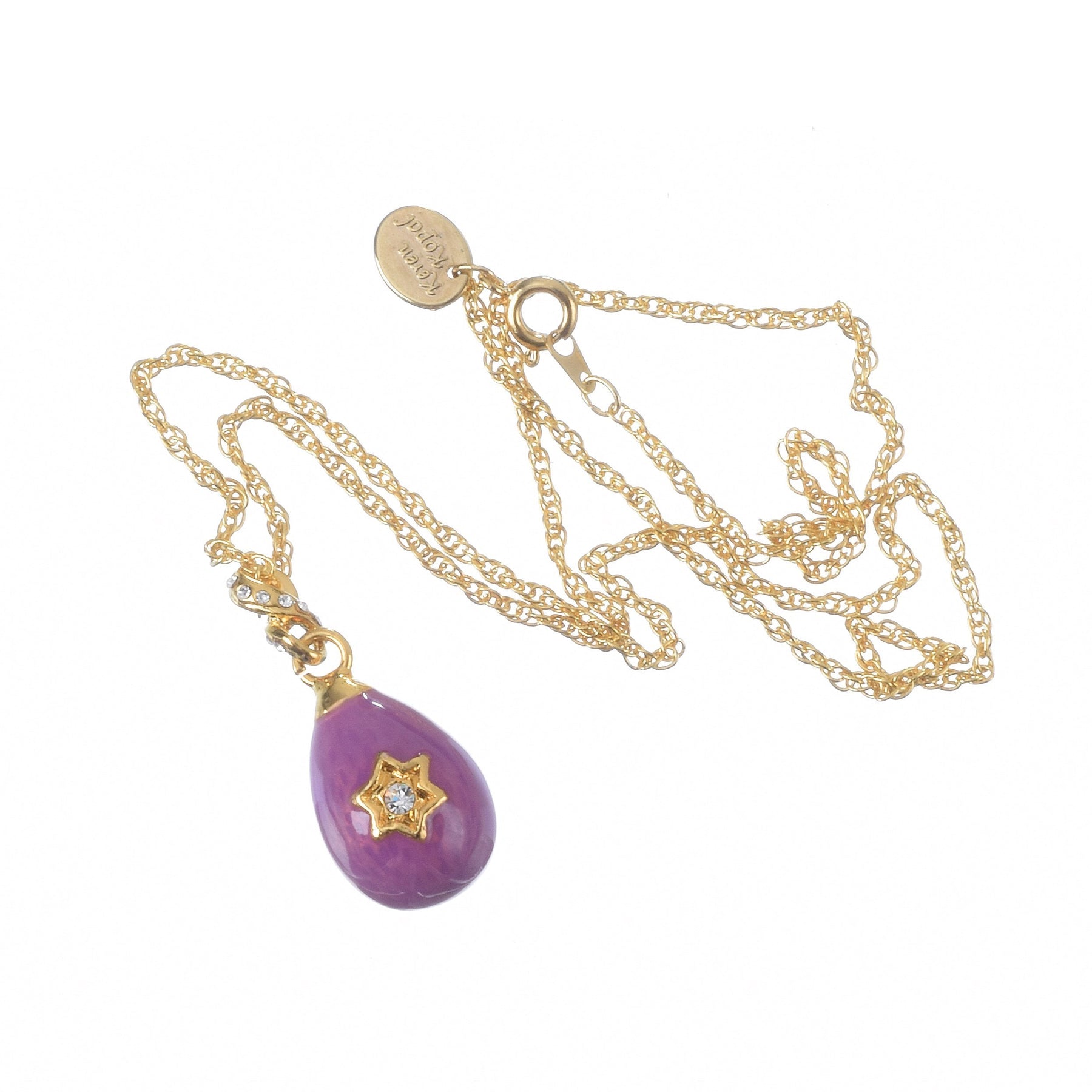 Purple Egg Star of David Pendant Gold Necklace jewelry Keren Kopal