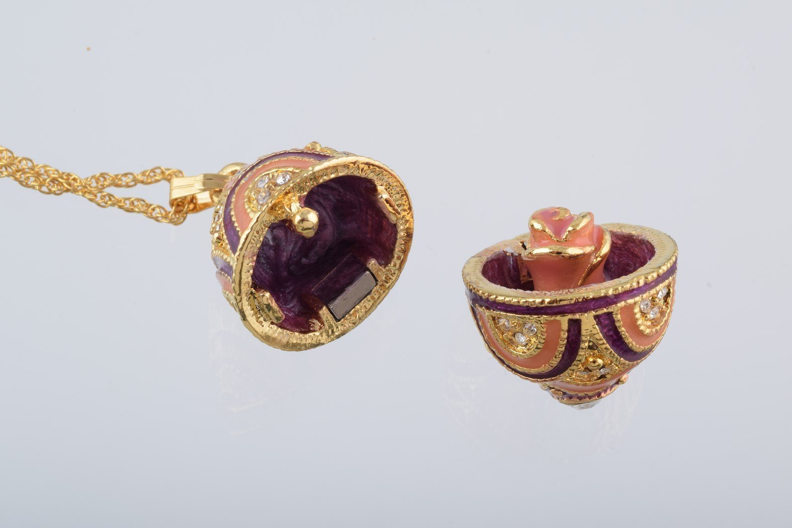 Purple & Peach Egg Pendant Necklace jewelry Keren Kopal
