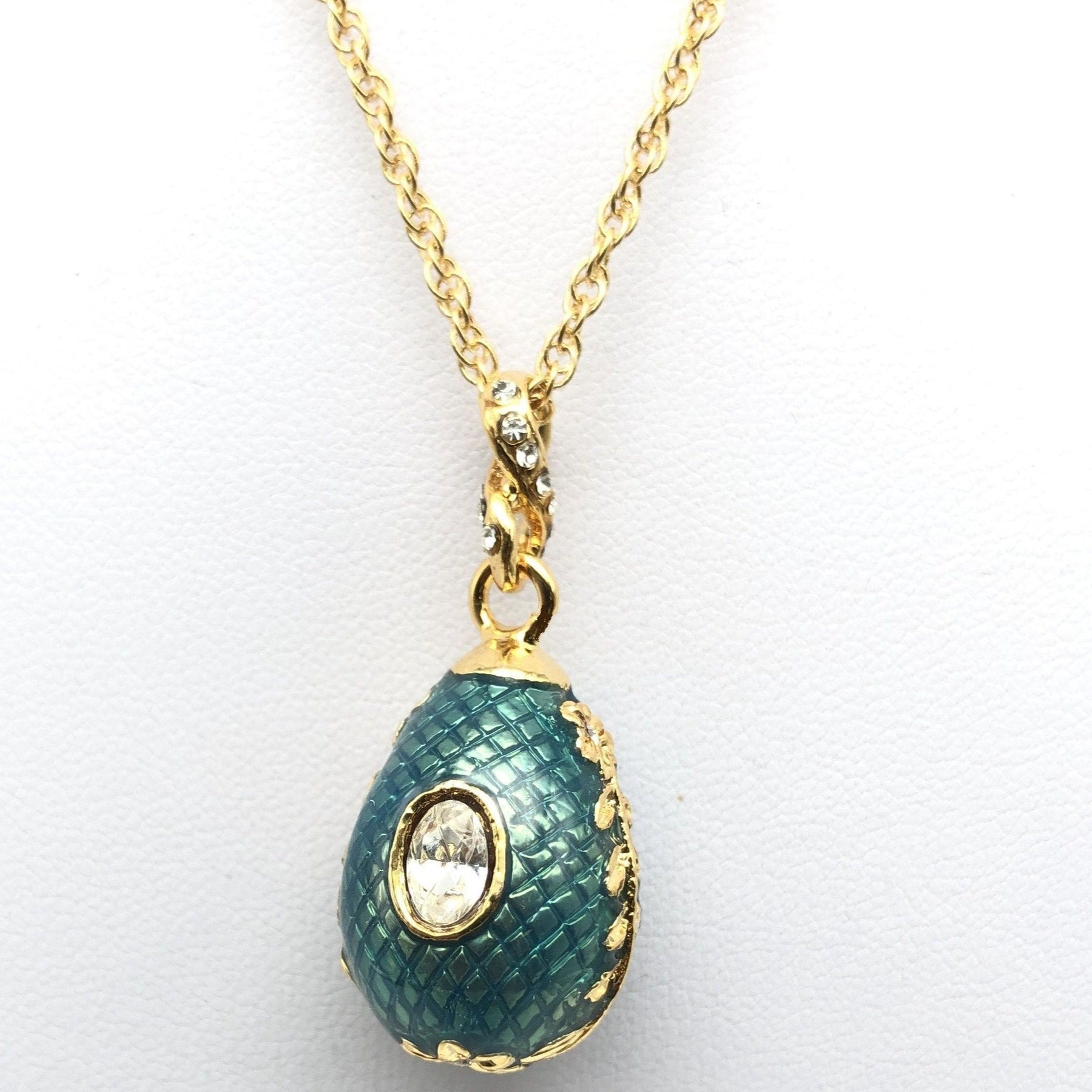 Teal Egg Pendant Gold Necklace jewelry Keren Kopal