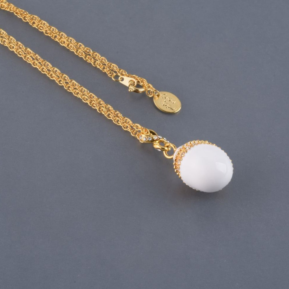White Egg Pendant Necklace jewelry Keren Kopal