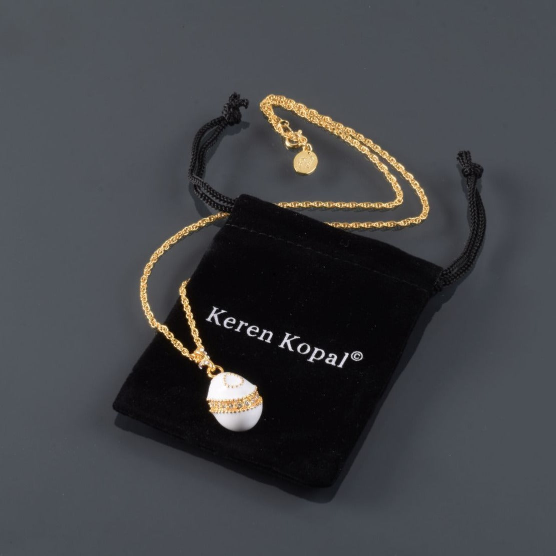 White Egg Pendant Necklace jewelry Keren Kopal