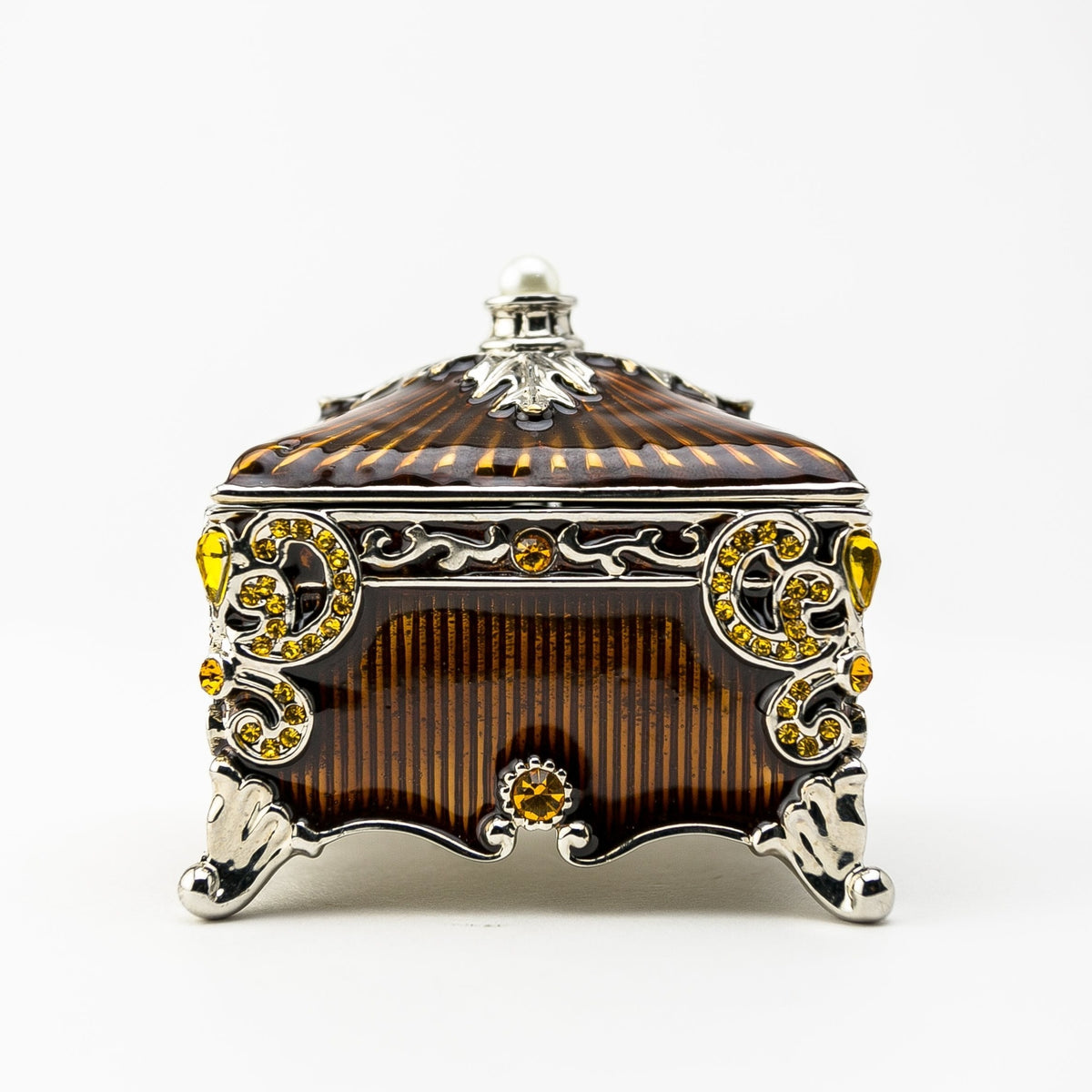 Brown Decorated Trinket Box trinket box Keren Kopal