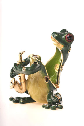 Keren Kopal Frog Playing the Saxophone trinket box 76.50