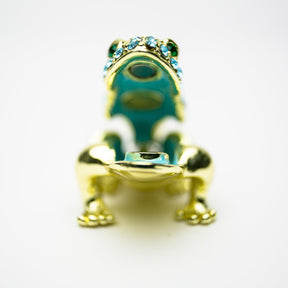 Gold Frog Decorated with Blue Crystals trinket box Keren Kopal