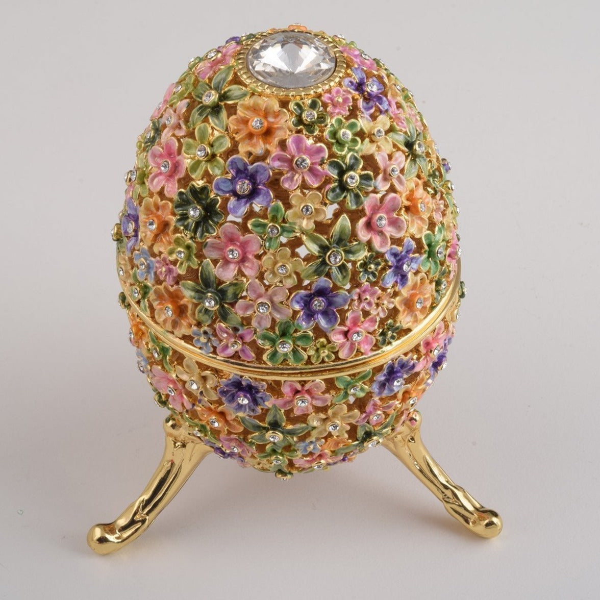 Keren Kopal Gold with Colorful Flowers Easter Egg trinket box 119.00