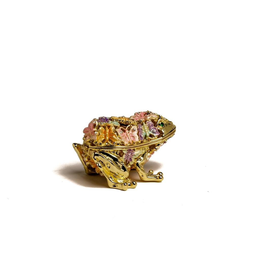Golden Frog Decorated with Butterflies trinket box Keren Kopal