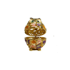 Golden Owl Decorated with Butterflies trinket box Keren Kopal