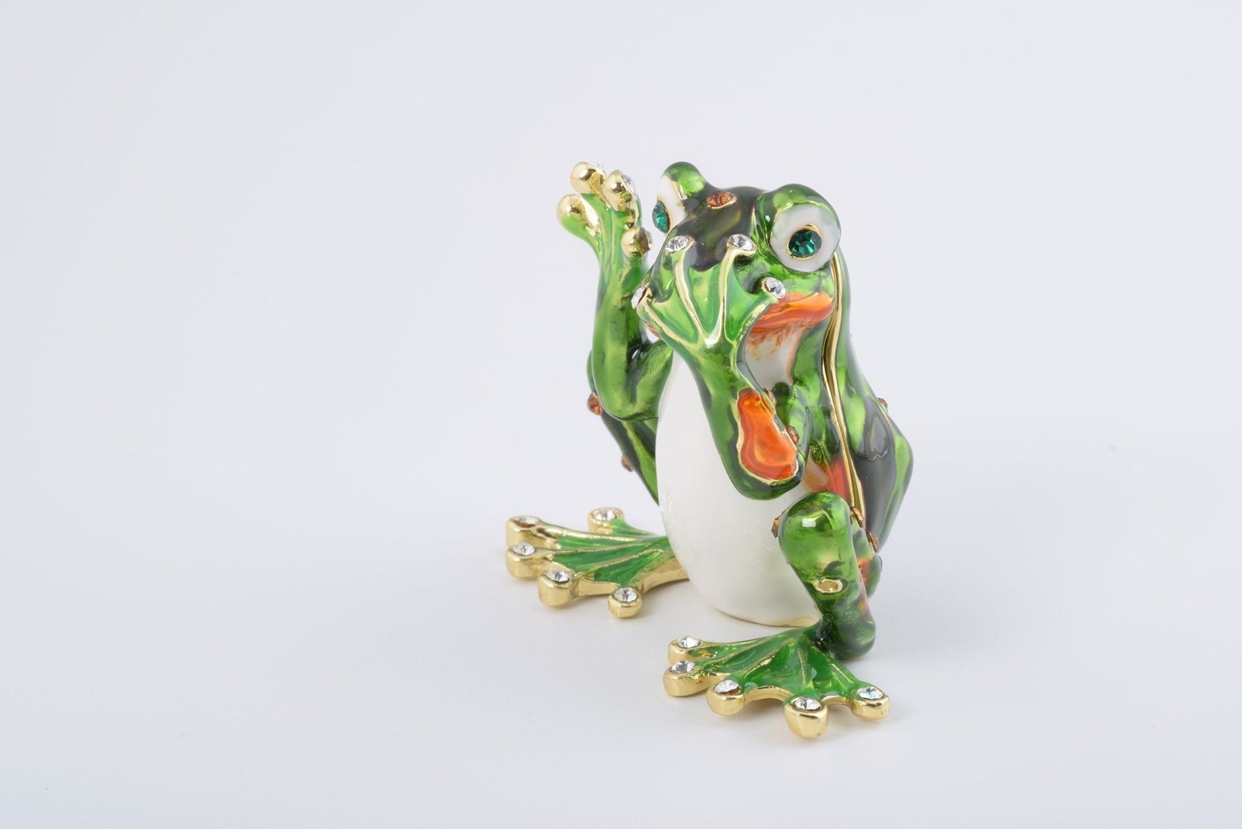 Green Frog Speak No Evil trinket box Keren Kopal