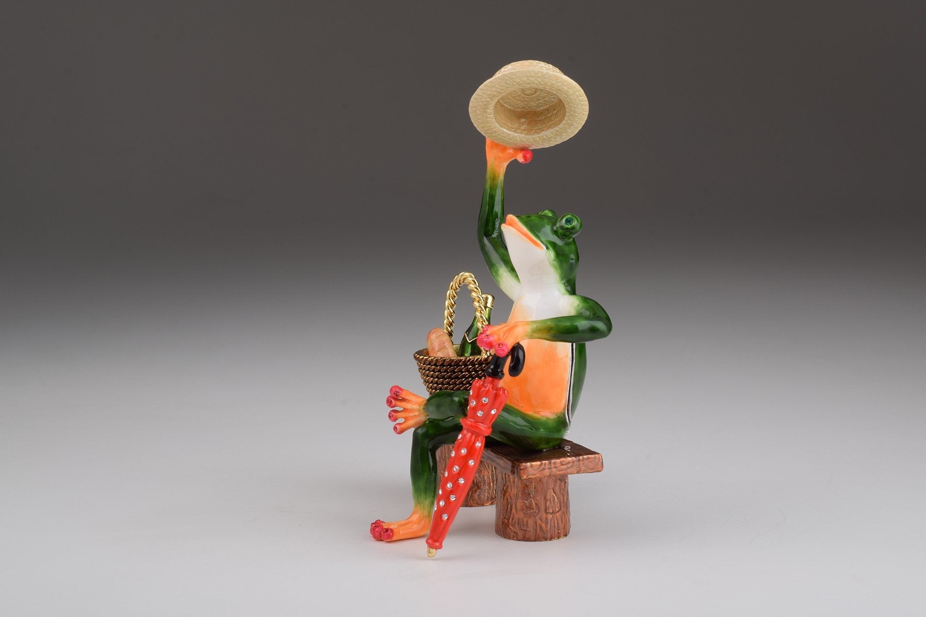 Keren Kopal Green Frog on a Bench trinket box 156.50