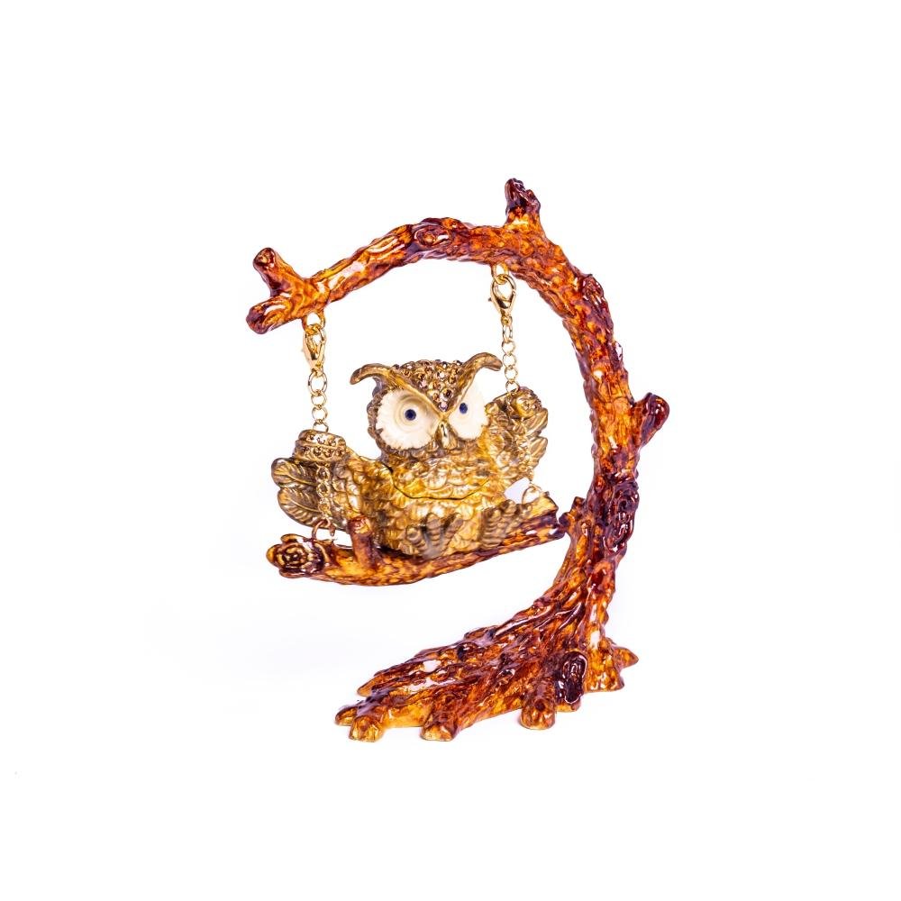 Owl Swinging on a Tree Branch trinket box Keren Kopal