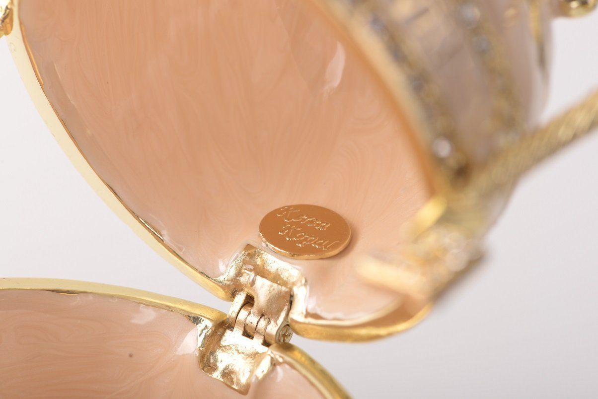 Pink Faberge Egg with Gold Handles trinket box Keren Kopal