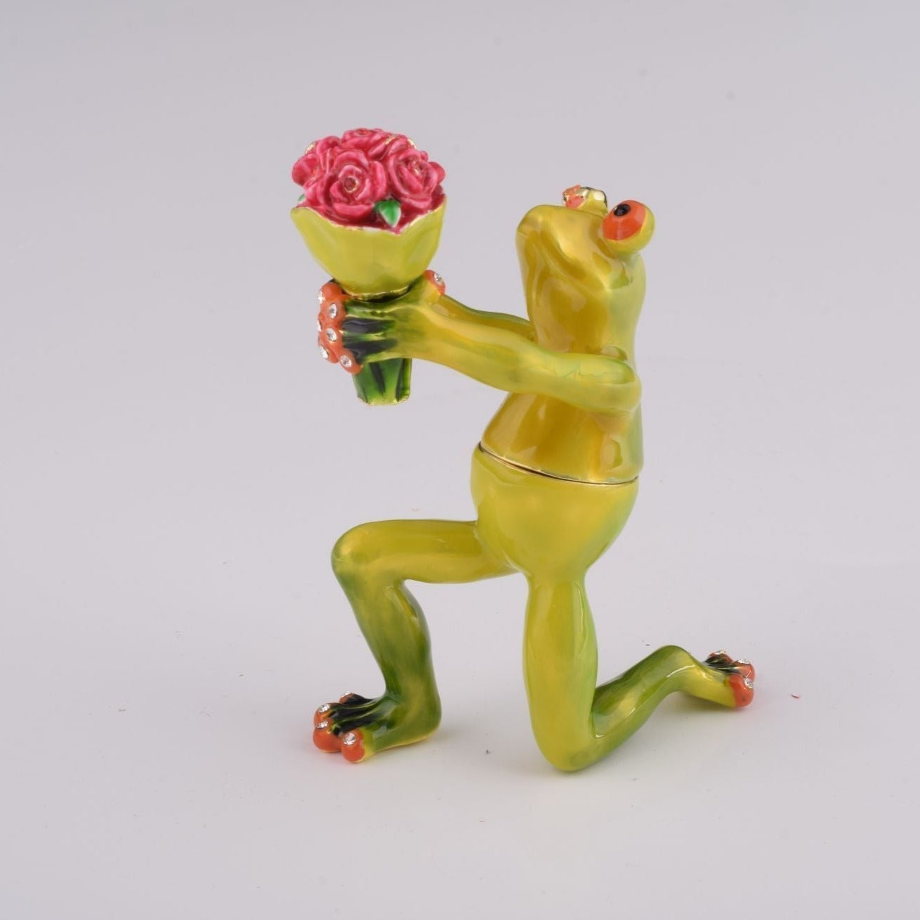 Romantic Frog Holding Flowers trinket box Keren Kopal
