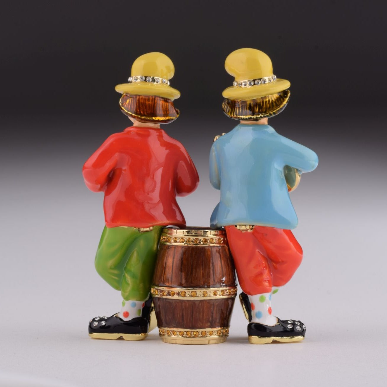 Two Circus Clowns Playing Music trinket box Keren Kopal