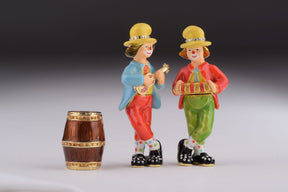 Two Circus Clowns Playing Music trinket box Keren Kopal